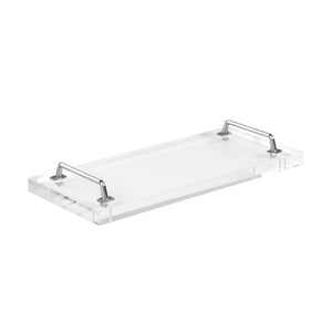 Zentique John Acrylic Serving Board with Polished Nickel Trim — 18x8 Clear Acrylic Tray, Shatter-Resistant Elegance ARC- Sboard 8x18x1