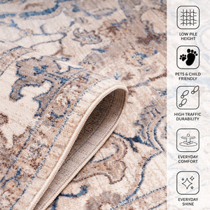 Amer Rugs Arcadia Elegant Power-loom Oriental Design Area Rug For Timeless Charm In Home Or Office Decor Ivory Polyester Arc10203