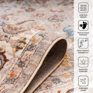 Amer Rugs Arcadia Elegant Power-loom Oriental Design Area Rug For Timeless Charm In Home Or Office Decor Gray,Ivory Polyester Arc20203