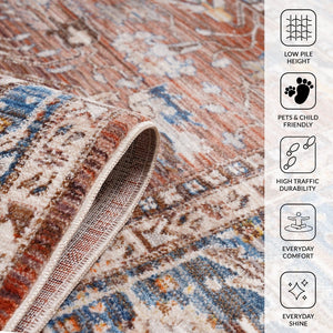 Amer Rugs Arcadia Elegant Power-loom Oriental Design Area Rug For Timeless Charm In Home Or Office Decor Red,Navy Polyester Arc331105