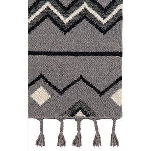 Artifacts Handwoven Wool Flatweave Rug with Tribal Motifs for Living Rooms and Entryways