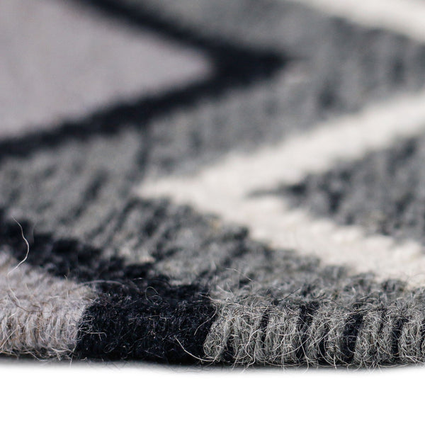 Artifacts Handwoven Wool Flatweave Rug with Tribal Motifs for Living Rooms and Entryways