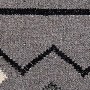 Artifacts Handwoven Wool Flatweave Rug with Tribal Motifs for Living Rooms and Entryways