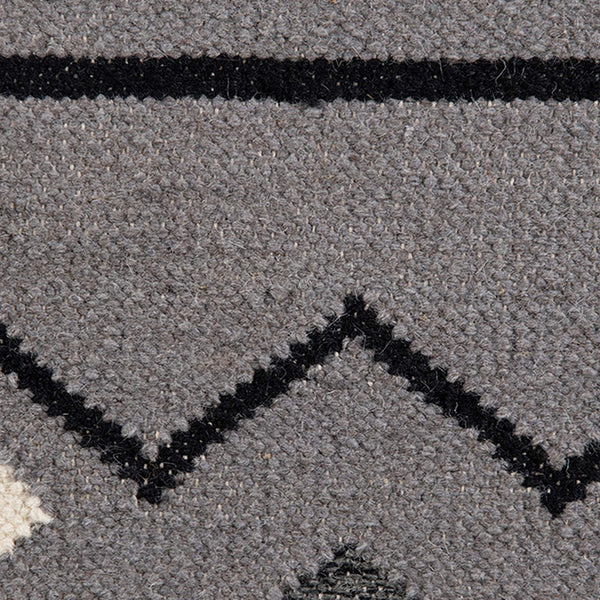 Artifacts Handwoven Wool Flatweave Rug with Tribal Motifs for Living Rooms and Entryways