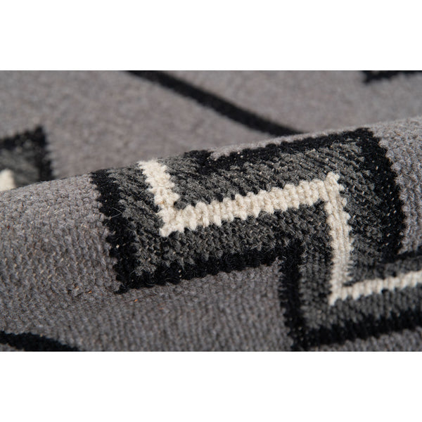 Artifacts Handwoven Wool Flatweave Rug with Tribal Motifs for Living Rooms and Entryways