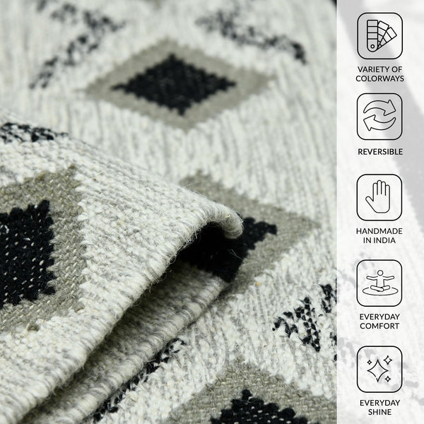 Artifacts Handwoven Wool Flatweave Rug Tribal Southwestern Geometric Boho Accent for Any Room