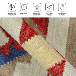 Artifacts Handwoven Wool Flatweave Rug Tribal Southwestern Pattern for Home Decor