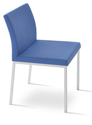 Soho Concept Aria Flat Chair - Premium Camira Blazer Wool Fabric, Chrome Base, 300 Lbs Capacity, 10-year Guarantee Chrome,Blue  Soho-concept-dining-chair-00684