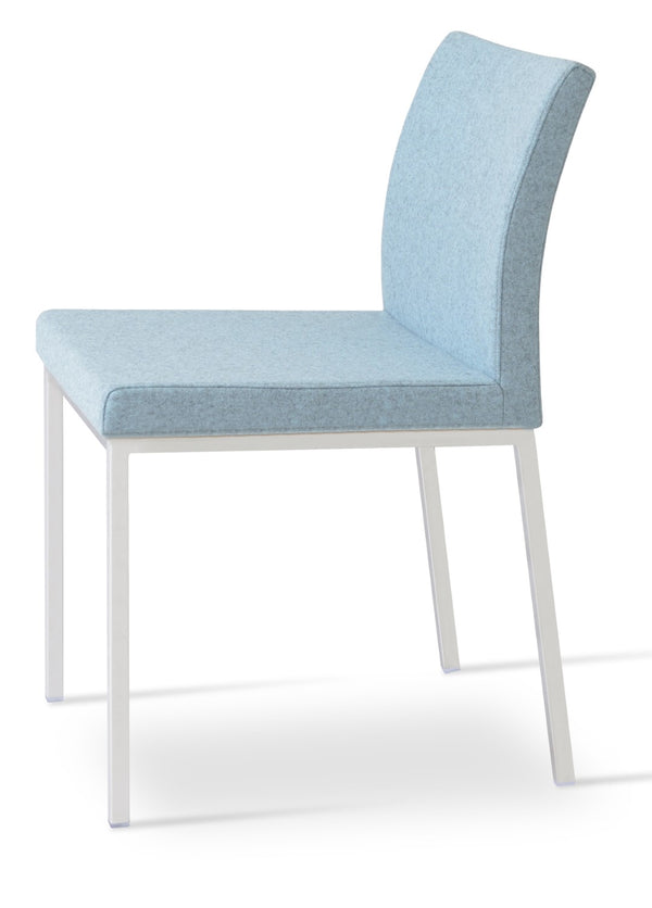 Soho Concept Aria Flat Chair - Premium Camira Blazer Wool Fabric, Chrome Base, 300 Lbs Capacity, 10-year Guarantee Chrome,Blue  Soho-concept-dining-chair-00685