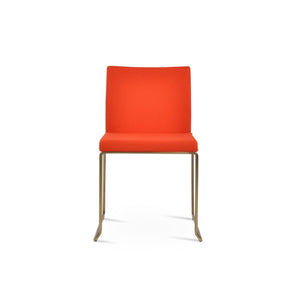 Soho Concept Aria Wire Stackable Chair - Elegant Wool Upholstered Design, 10-year Guarantee, Space-saving Style Brass,Orange  Soho-concept-dining-chair-00263