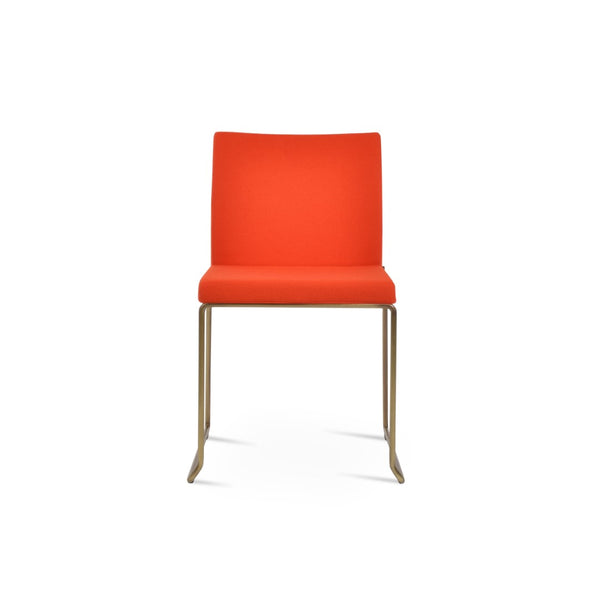 Soho Concept Aria Wire Stackable Chair - Elegant Wool Upholstered Design, 10-year Guarantee, Space-saving Style Brass,Orange  Soho-concept-dining-chair-00263