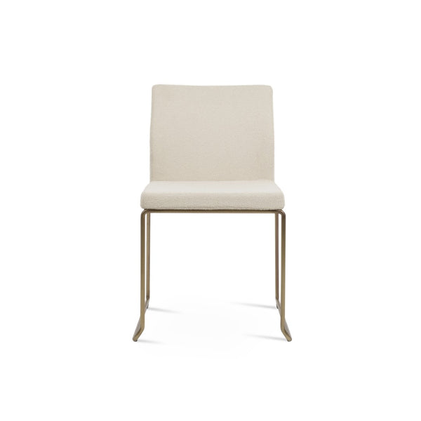 Soho Concept Aria Wire Stackable Dining Chair - Chic Boucle, Velvet & Nubuck Fabrics, 10-year Guarantee, Stylish! Brass,White  Soho-concept-dining-chair-00256