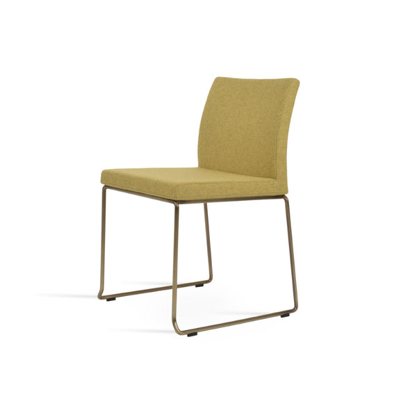 Soho Concept Aria Wire Stackable Chair - Elegant Wool Upholstered Design, 10-year Guarantee, Space-saving Style Brass  Soho-concept-dining-chair-00257