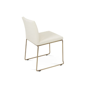 Soho Concept Aria Wire Stackable Dining Chair - Soft Leatherette, Solid Steel, Stylish & Practical, 2-year Guarantee Brass,Cream  Soho-concept-dining-chair-00262