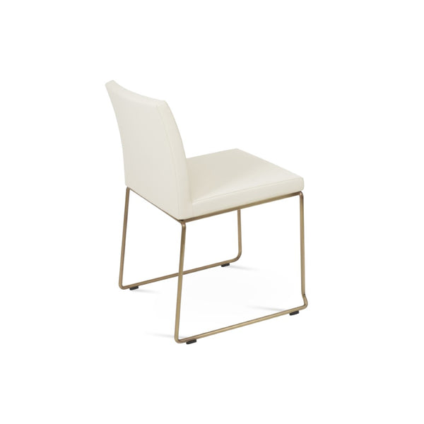 Soho Concept Aria Wire Stackable Dining Chair - Soft Leatherette, Solid Steel, Stylish & Practical, 2-year Guarantee Brass,Cream  Soho-concept-dining-chair-00262