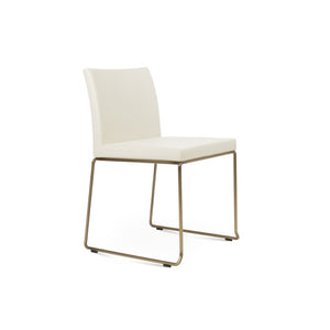 Soho Concept Aria Wire Stackable Dining Chair - Soft Leatherette, Solid Steel, Stylish & Practical, 2-year Guarantee Brass,Cream  Soho-concept-dining-chair-00262