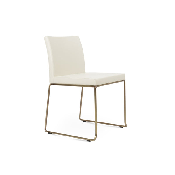 Soho Concept Aria Wire Stackable Dining Chair - Soft Leatherette, Solid Steel, Stylish & Practical, 2-year Guarantee Brass,Cream  Soho-concept-dining-chair-00262