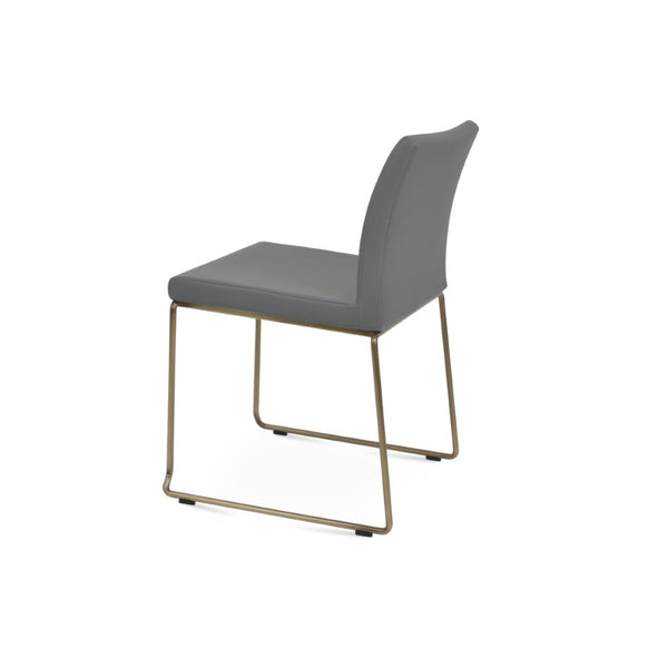 Soho Concept Aria Wire Stackable Dining Chair - Soft Leatherette, Solid Steel, Stylish & Practical, 2-year Guarantee Brass,Grey  Soho-concept-dining-chair-00264