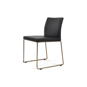 Soho Concept Aria Wire Stackable Dining Chair - Soft Leatherette, Solid Steel, Stylish & Practical, 2-year Guarantee Brass,Black  Soho-concept-dining-chair-00261