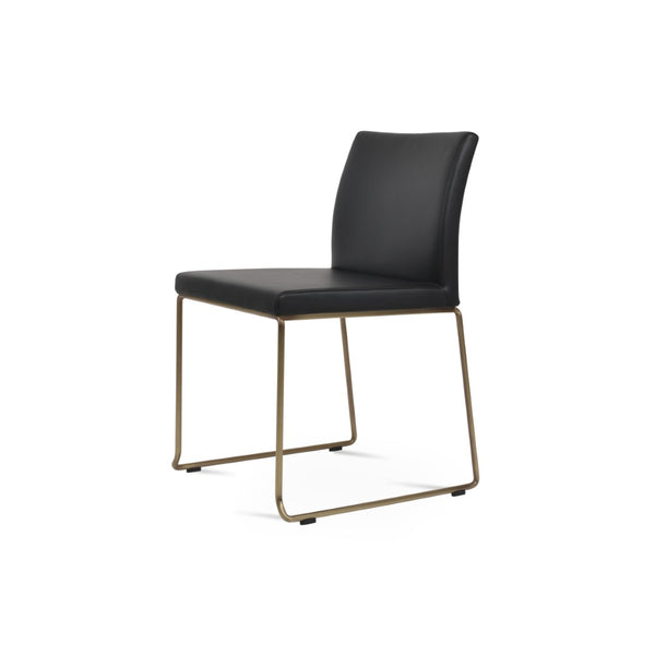 Soho Concept Aria Wire Stackable Dining Chair - Soft Leatherette, Solid Steel, Stylish & Practical, 2-year Guarantee Brass,Black  Soho-concept-dining-chair-00261