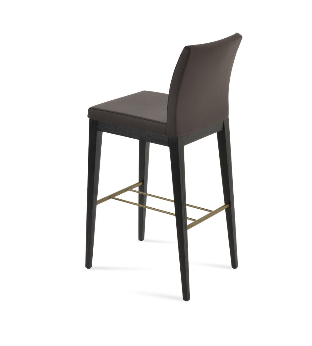 Soho Concept Aria Wood Stool Collection - Luxurious Upholstered Barstools With Solid Wood & Brass Footrests, 400 Lbs Ash,Black,Brass,Brown  Soho-concept-dining-chair-10298