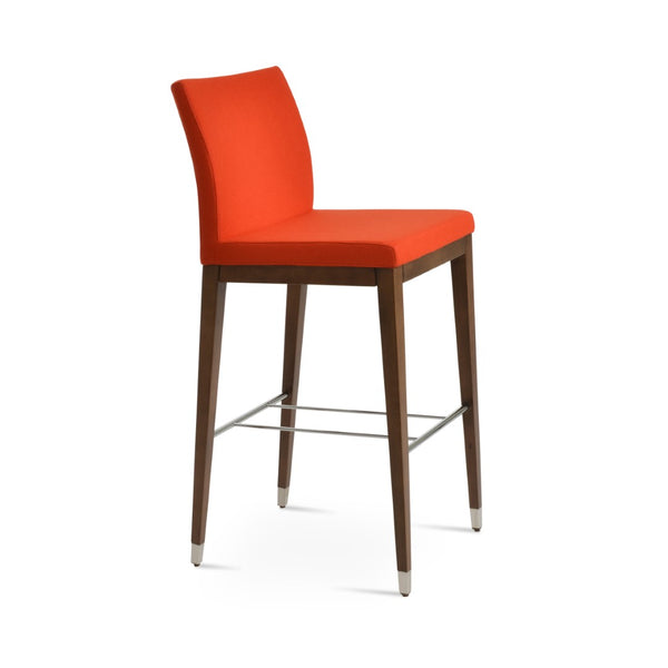 Soho Concept Aria Barstools & Counterstools - Stylish Camira Blazer Wool Fabric, 10-year Guarantee, Walnut Base Walnut,Chrome,Orange  Soho-concept-dining-chair-10265