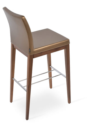 Soho Concept Aria Wood Stool Collection - Luxurious Upholstered Barstools With Solid Wood & Brass Footrests, 400 Lbs Gold,Walnut  Soho-concept-dining-chair-10274