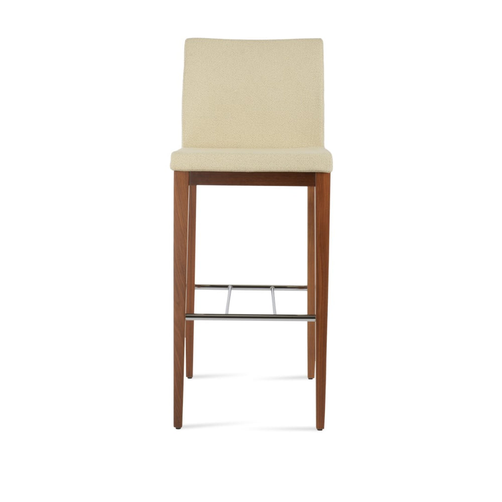 Soho Concept Aria Wood Dining Chair With Camira Yoredale Boucle Fabric & Leather – 10-year Guarantee, 350 Lbs Support Walnut,Beige  Soho-concept-dining-chair-10273