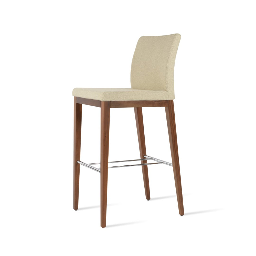 Soho Concept Aria Wood Dining Chair With Camira Yoredale Boucle Fabric & Leather – 10-year Guarantee, 350 Lbs Support Walnut,Beige  Soho-concept-dining-chair-10273