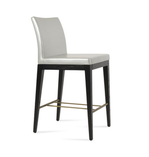Soho Concept Aria Wood Stool Collection - Luxurious Upholstered Barstools With Solid Wood & Brass Footrests, 400 Lbs Ash,Black,Brass,Silver  Soho-concept-dining-chair-10299