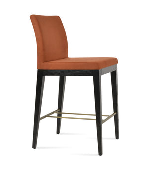 Soho Concept Aria Wood Stool Collection - Luxurious Upholstered Barstools With Solid Wood & Brass Footrests, 400 Lbs Ash,Black,Brass  Soho-concept-dining-chair-10297