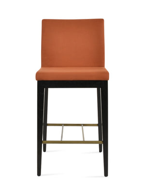 Soho Concept Aria Wood Stool Collection - Luxurious Upholstered Barstools With Solid Wood & Brass Footrests, 400 Lbs Ash,Black,Brass  Soho-concept-dining-chair-07410