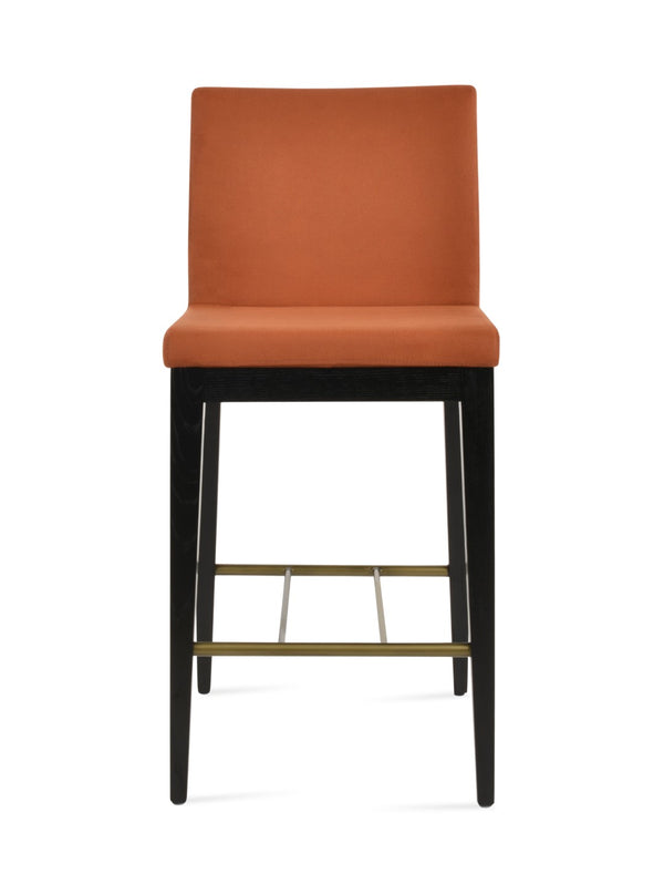 Soho Concept Aria Wood Stool Collection - Luxurious Upholstered Barstools With Solid Wood & Brass Footrests, 400 Lbs Ash,Black,Brass  Soho-concept-dining-chair-07410