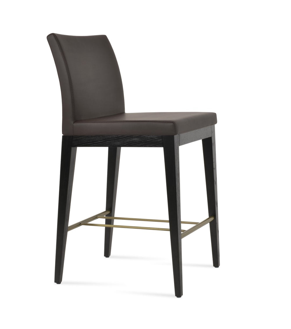 Soho Concept Aria Wood Stool Collection - Luxurious Upholstered Barstools With Solid Wood & Brass Footrests, 400 Lbs Ash,Black,Brass,Brown  Soho-concept-dining-chair-10298