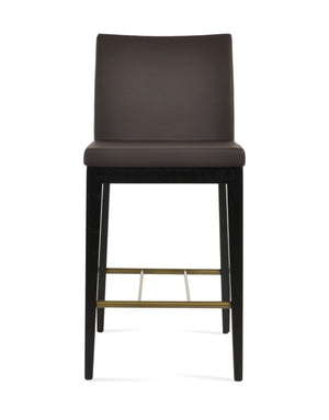 Soho Concept Aria Wood Stool Collection - Luxurious Upholstered Barstools With Solid Wood & Brass Footrests, 400 Lbs Ash,Black,Brass,Brown  Soho-concept-dining-chair-07411