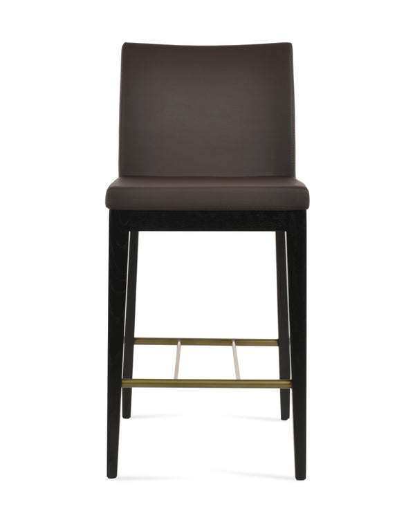 Soho Concept Aria Wood Stool Collection - Luxurious Upholstered Barstools With Solid Wood & Brass Footrests, 400 Lbs Ash,Black,Brass,Brown  Soho-concept-dining-chair-07411