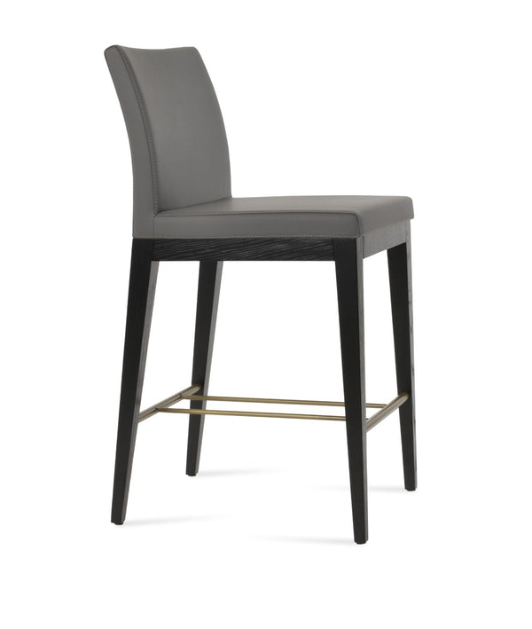 Soho Concept Aria Wood Stool Collection - Luxurious Upholstered Barstools With Solid Wood & Brass Footrests, 400 Lbs Ash,Black,Brass,Grey  Soho-concept-dining-chair-10292