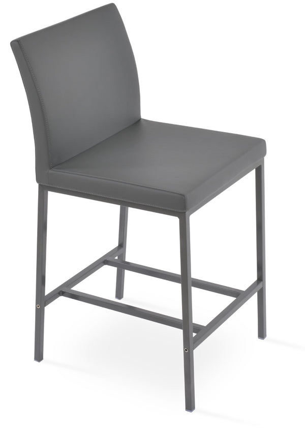 Soho Concept Aria Metal Stool Collection - Stylish Bar & Counter Stools With Durable Leatherette, 2-year Warranty Grey  Soho-concept-dining-chair-10321