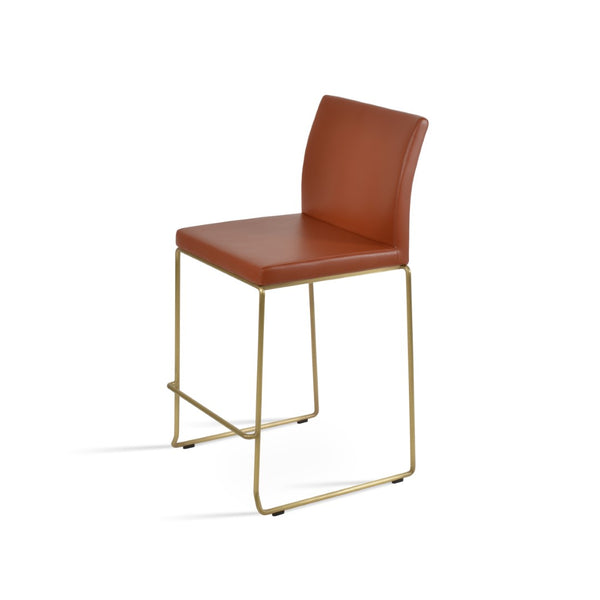 Soho Concept Aria Stackable Barstools & Counterstools - Stylish Metal Design With Soft Leatherette & 2-year Guarantee Brass  Soho-concept-dining-chair-06585