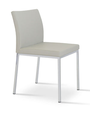 Soho Concept Aria Flat Chair - Stylish Leatherette Dining Chair With Chrome Base, 2-year Guarantee, Light Grey Chrome,Light Grey  Soho-concept-dining-chair-00283