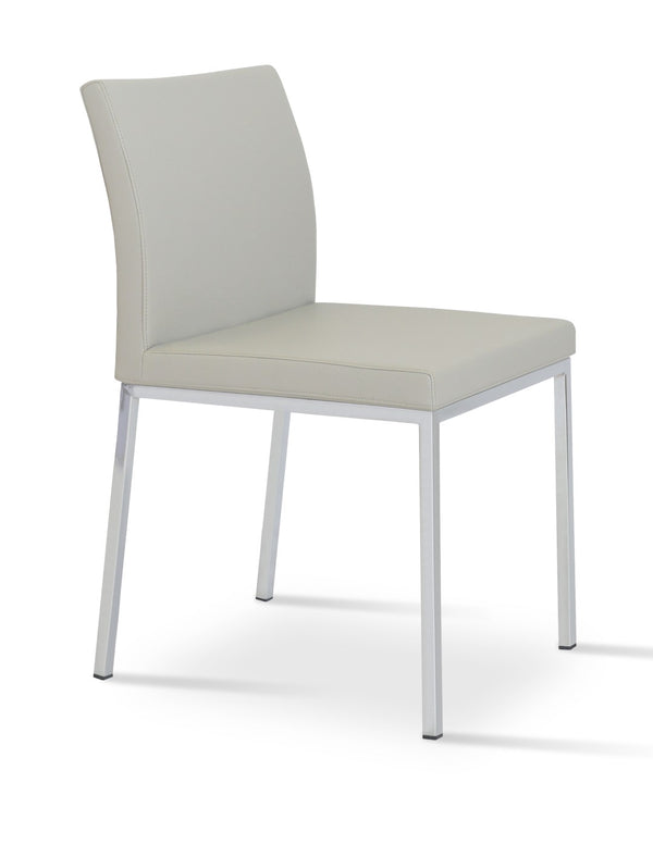 Soho Concept Aria Flat Chair - Stylish Leatherette Dining Chair With Chrome Base, 2-year Guarantee, Light Grey Chrome,Light Grey  Soho-concept-dining-chair-00283