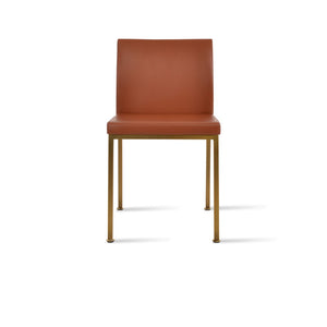 Soho Concept Aria Metal Dining Chair - Stylish Leatherette Upholstered Seat With Adjustable Chrome & Brass Finish Brass  Soho-concept-dining-chair-00294