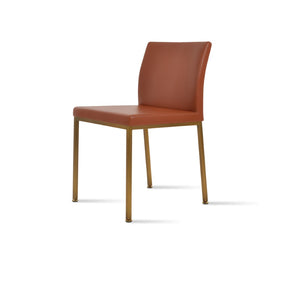 Soho Concept Aria Metal Dining Chair - Stylish Leatherette Upholstered Seat With Adjustable Chrome & Brass Finish Brass  Soho-concept-dining-chair-00294