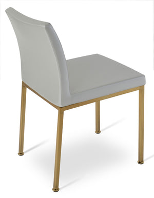 Soho Concept Aria Metal Dining Chair - Stylish Leatherette Upholstered Seat With Adjustable Chrome & Brass Finish Brass,Gold,Silver  Soho-concept-dining-chair-00303