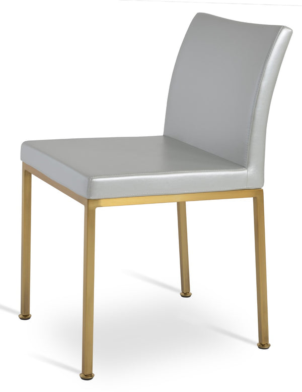 Soho Concept Aria Metal Dining Chair - Stylish Leatherette Upholstered Seat With Adjustable Chrome & Brass Finish Brass,Gold,Silver  Soho-concept-dining-chair-00303