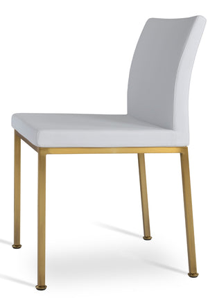 Soho Concept Aria Metal Dining Chair - Stylish Leatherette Upholstered Seat With Adjustable Chrome & Brass Finish Brass,Gold  Soho-concept-dining-chair-00302