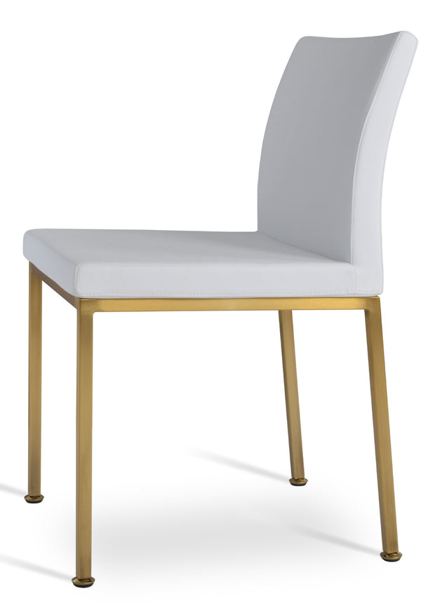 Soho Concept Aria Metal Dining Chair - Stylish Leatherette Upholstered Seat With Adjustable Chrome & Brass Finish Brass,Gold  Soho-concept-dining-chair-00302