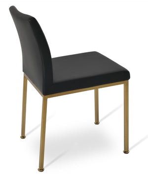 Soho Concept Aria Metal Dining Chair - Stylish Leatherette Upholstered Seat With Adjustable Chrome & Brass Finish Brass,Gold,Black  Soho-concept-dining-chair-00300