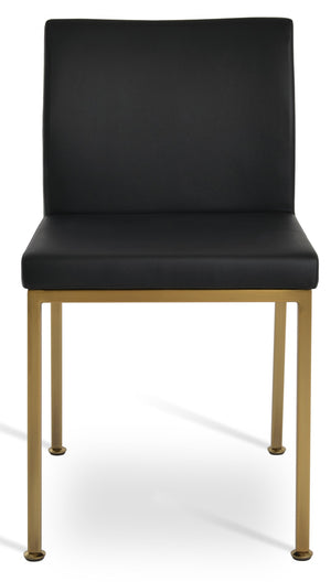 Soho Concept Aria Metal Dining Chair - Stylish Leatherette Upholstered Seat With Adjustable Chrome & Brass Finish Brass,Gold,Black  Soho-concept-dining-chair-00299