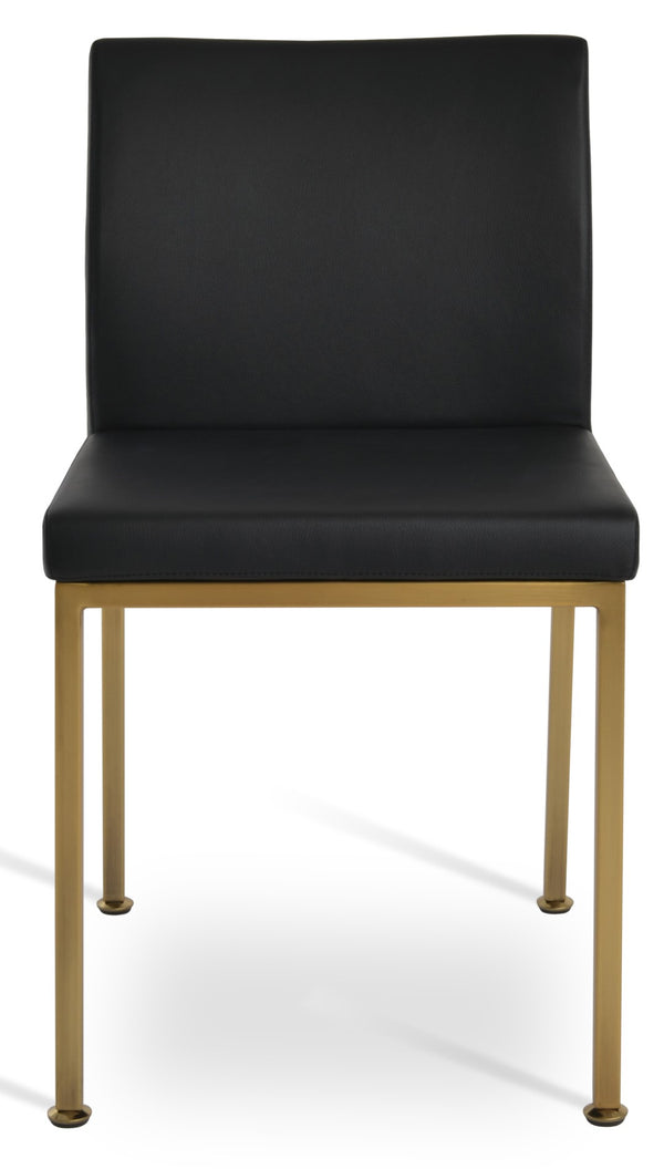 Soho Concept Aria Metal Dining Chair - Stylish Leatherette Upholstered Seat With Adjustable Chrome & Brass Finish Brass,Gold,Black  Soho-concept-dining-chair-00299